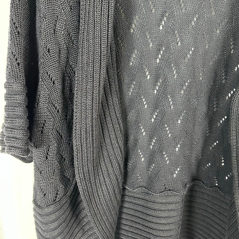 Nygard Collection Black Shawl Collar Knit Pattern Open Front Cardigan 1X Elegant - Picture 4 of 8